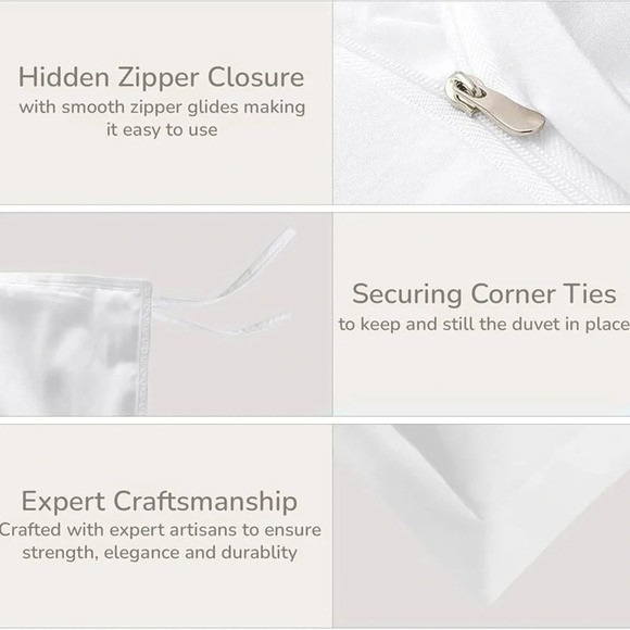 100% Egyptian Cotton Duvet Cover Set Queen/Full Size 600 Thread Sateen Weave - Picture 3 of 12